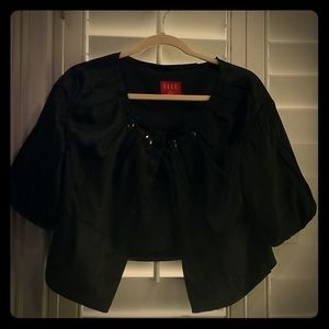 ELLE Black Womens Satin Formal Jacket Gems Size La